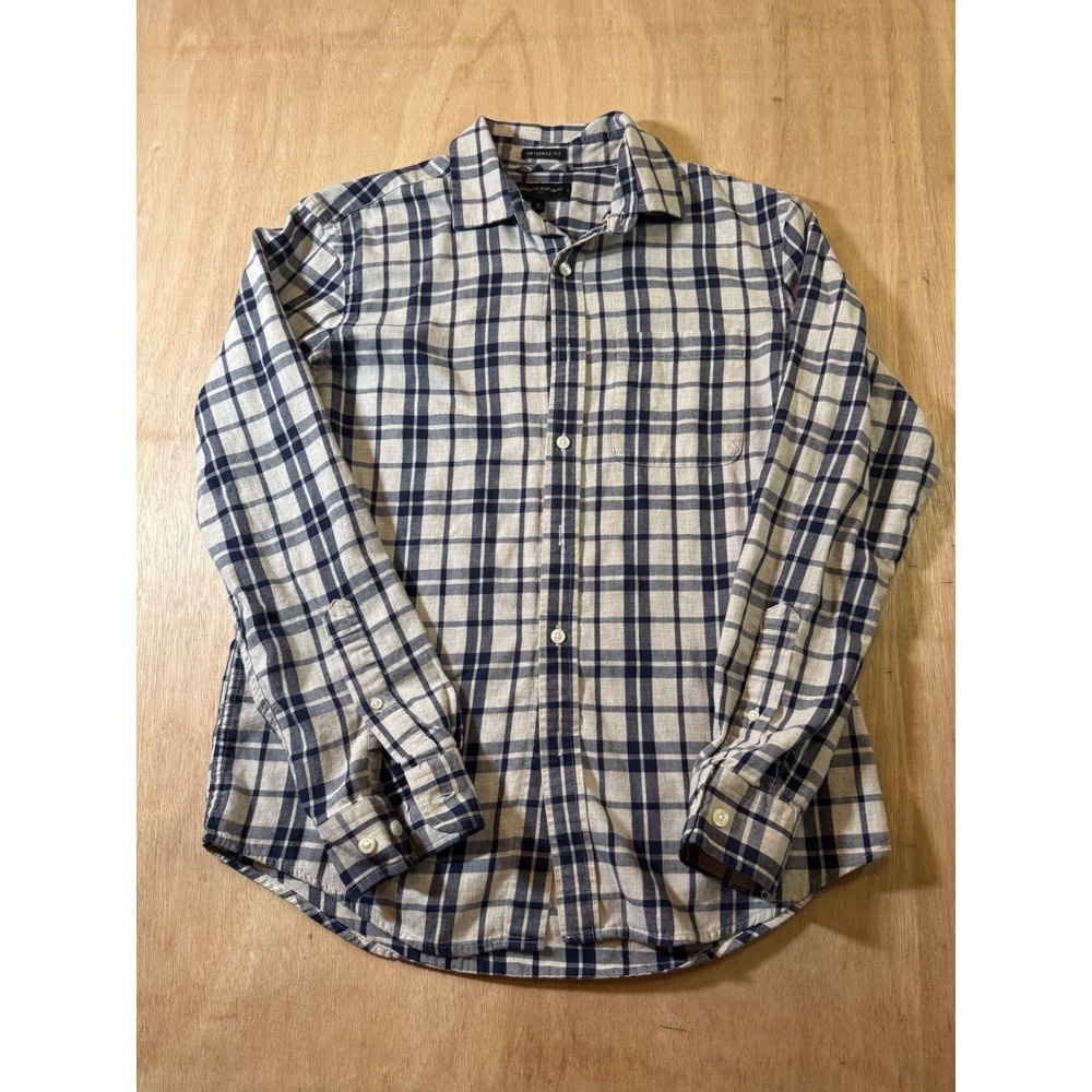 Banana Republic Tan Untucked Fit‎ Plaid Button Down Shirt Women's Size M